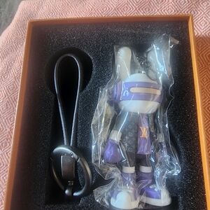 Fashion Purple and White Figure Keychain with Black Strap